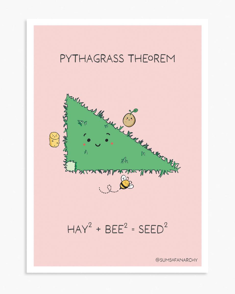 Fun Math Pun A6 Postcard - Pythagrass – Sums of Anarchy